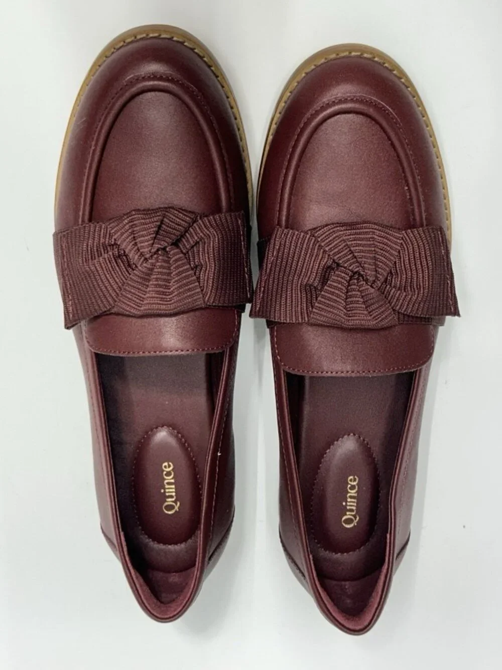 Quince Wine Red Ribbon-Trim Loafers
